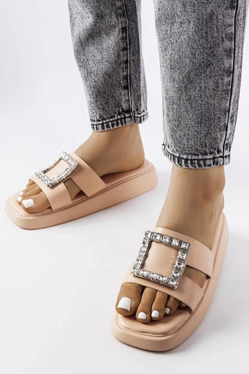Chanclas beige con circonitas Fusberta 2