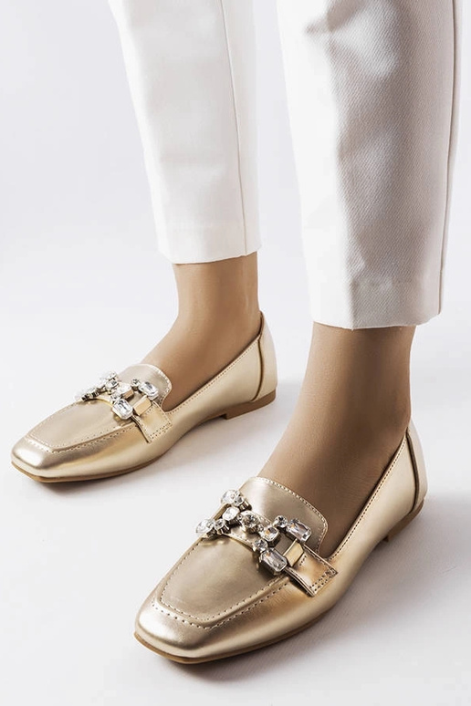 Mocasines dorados con circonitas...