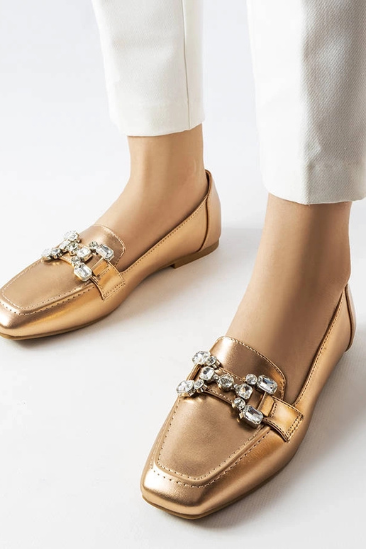 Mocasines oro rosa con circonitas...