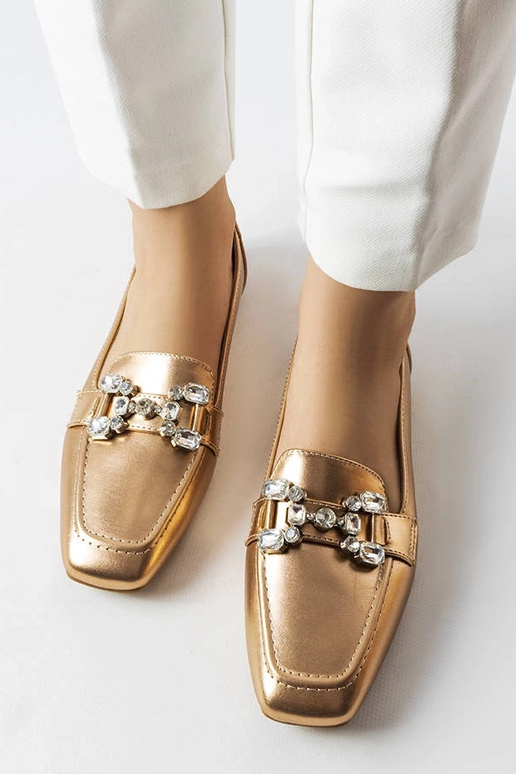 Mocasines oro rosa con circonitas...