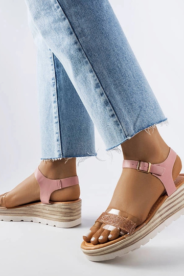 Sandalias de cuña color rosa Bussière