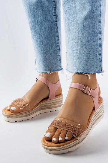 Sandalias de cuña color rosa Bussière 2