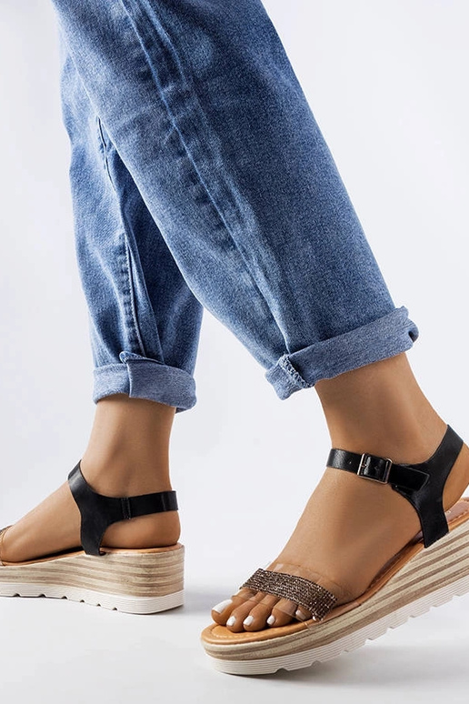 Sandalias de cuña Bussière negras