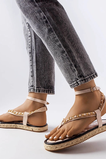 Sandalias beige adornadas con cadena Varieur