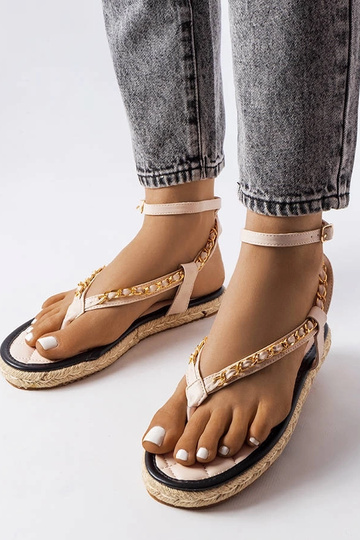 Sandalias beige adornadas con cadena Varieur 2