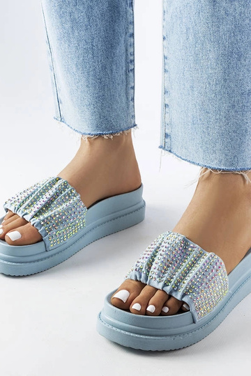 Mules mujer azules con circonitas Franet