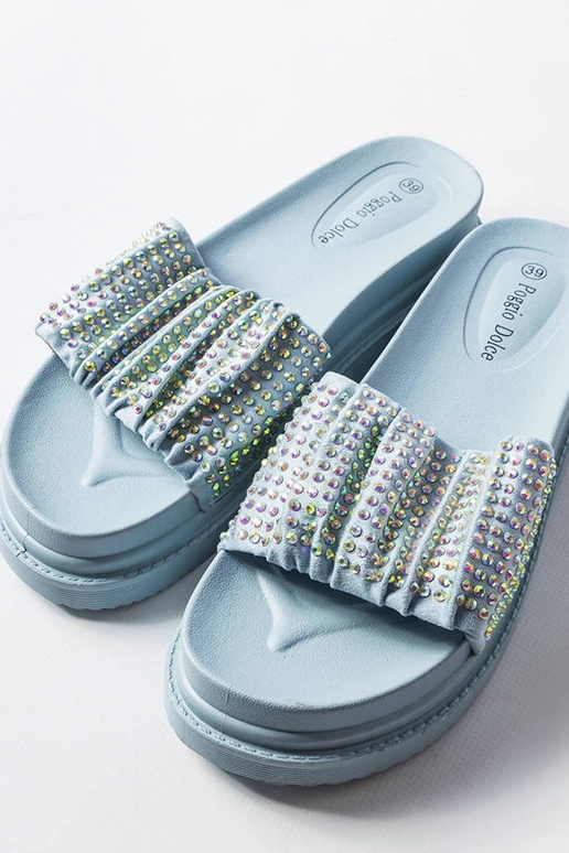 Mules mujer azules con circonitas Franet