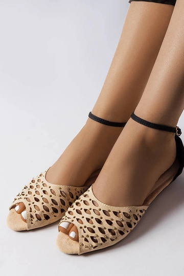 Sandalias beige caladas con circonitas Avice 2