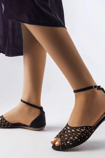 Sandalias negras caladas con circonitas Avice