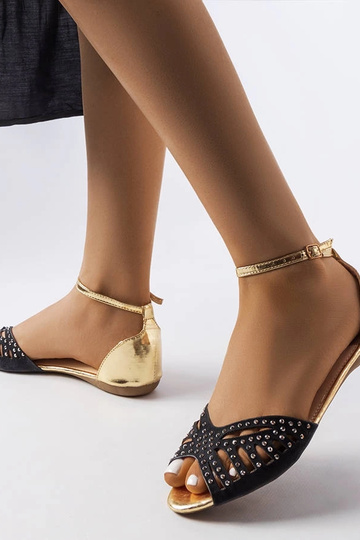 Sandalias negras caladas con circonitas Aubrette 2
