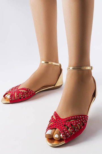 Sandalias rojas caladas con circonitas Aubrette