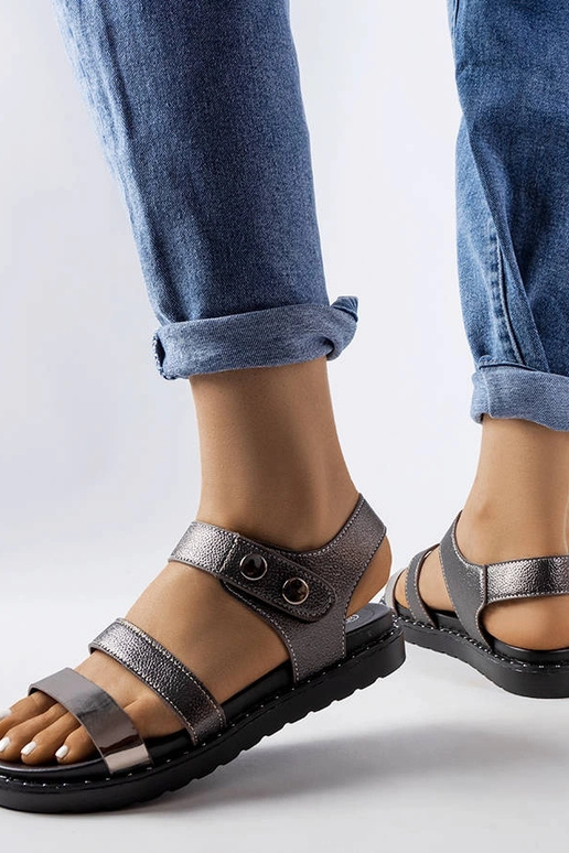 Sandalias metalizadas grises Lanham