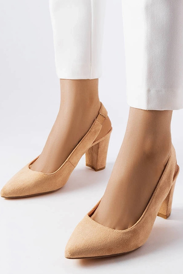 Zapatos de salón beige con tacón de bloque Tolna 2