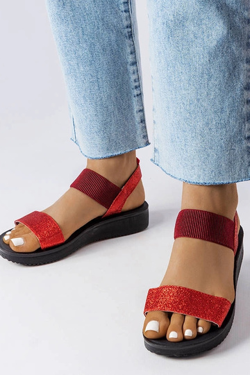 Sandalias Amathousa con purpurina roja 2