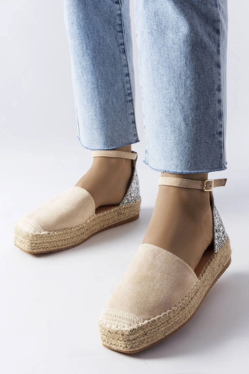 Alpargatas beige con aplicación de purpurina Myasia
