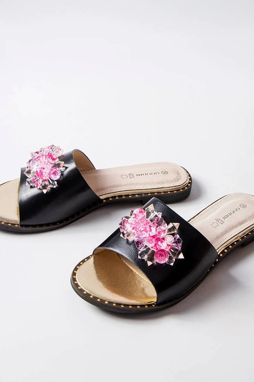Chanclas negras con cristales Lowa
