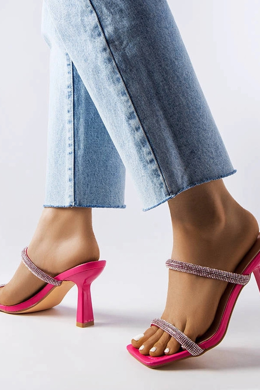 Mules de tacón alto color rosa Evelina