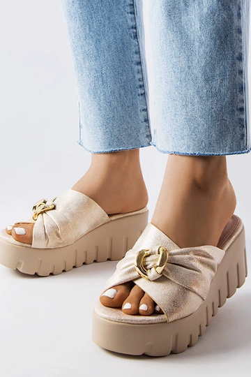 Sandalias de cuña para mujer Laura Gold