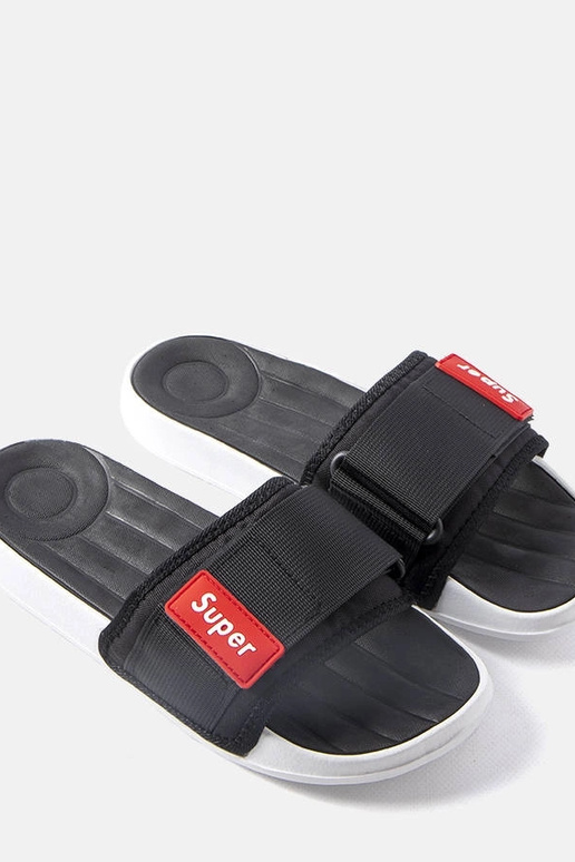 Chanclas negras ajustables con velcro...