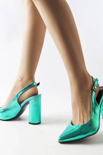 Zapatos de salón con punta abierta Wechsler de color verde