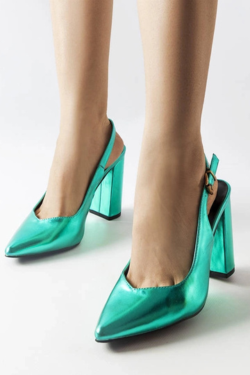 Zapatos de salón con punta abierta Wechsler de color verde 2