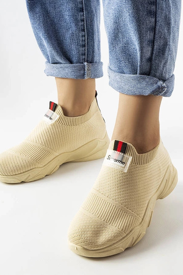 Zapatillas deportivas beige sin cordones para mujer Greco