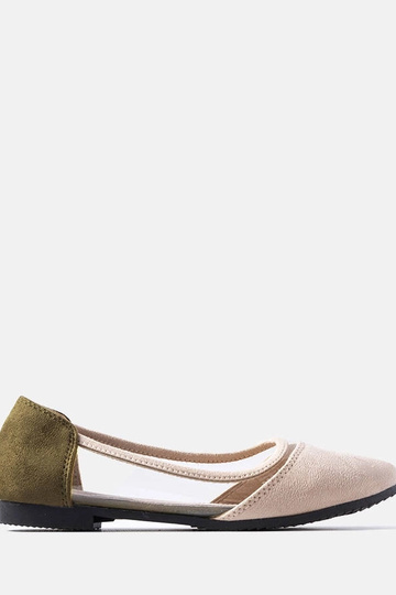 Bailarinas de ante rosa y verde Kortes para niños