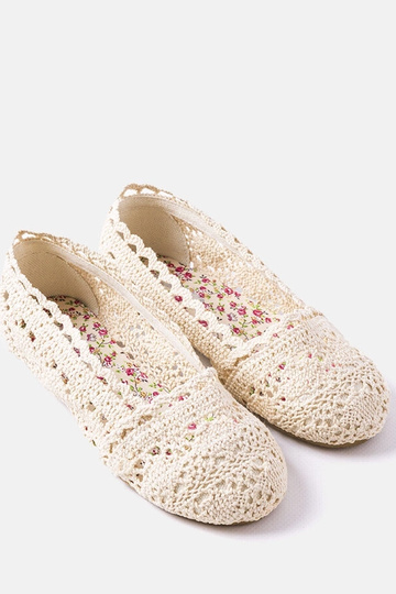 Bailarinas de crochet beige para bebé Lisa