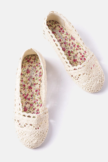 Bailarinas de crochet beige para bebé Lisa 2