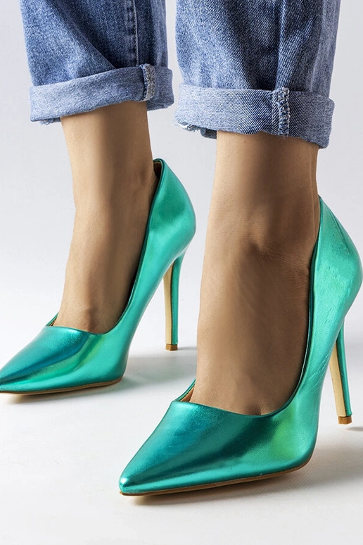 Tacones metalizados verdes Delis