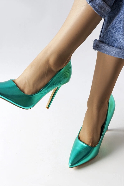 Tacones metalizados verdes Delis