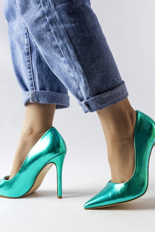 Tacones metalizados verdes Delis
