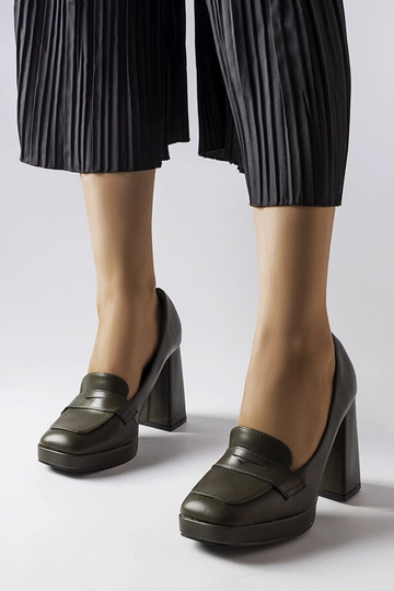 Zapatos de salón verde oscuro con tacón alto Inès