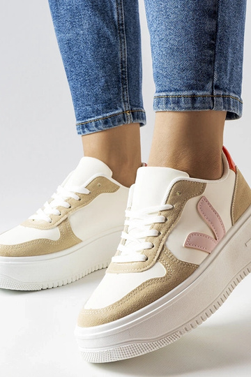 Zapatillas deportivas blancas con inserto rosa, "Plouffe" 2