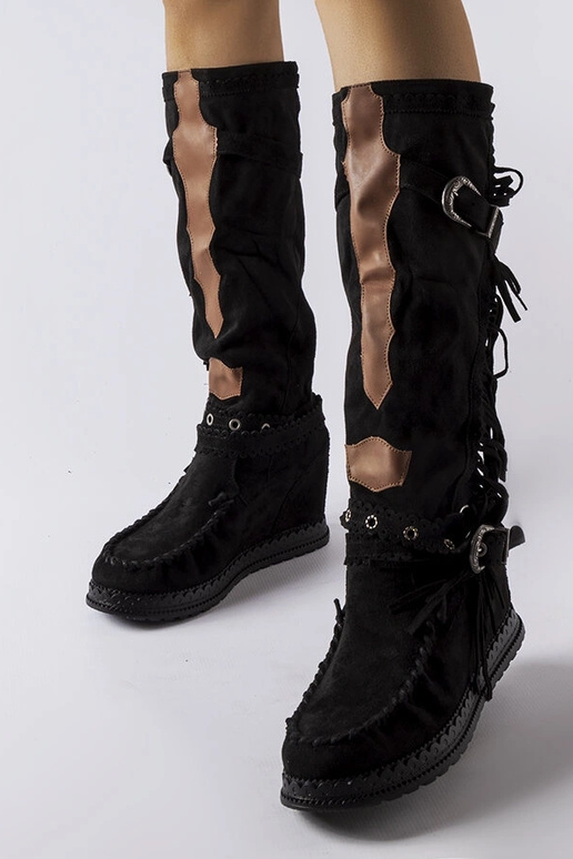 Botas boho mujer de ante negro con...