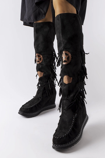 Botas de cuña Cascia negras