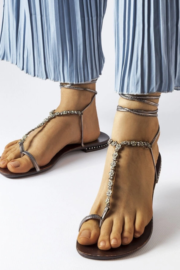 Sandalias gris oscuro con circonitas Troghi