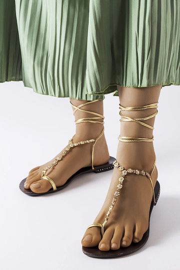 Sandalias Troghi doradas con circonitas