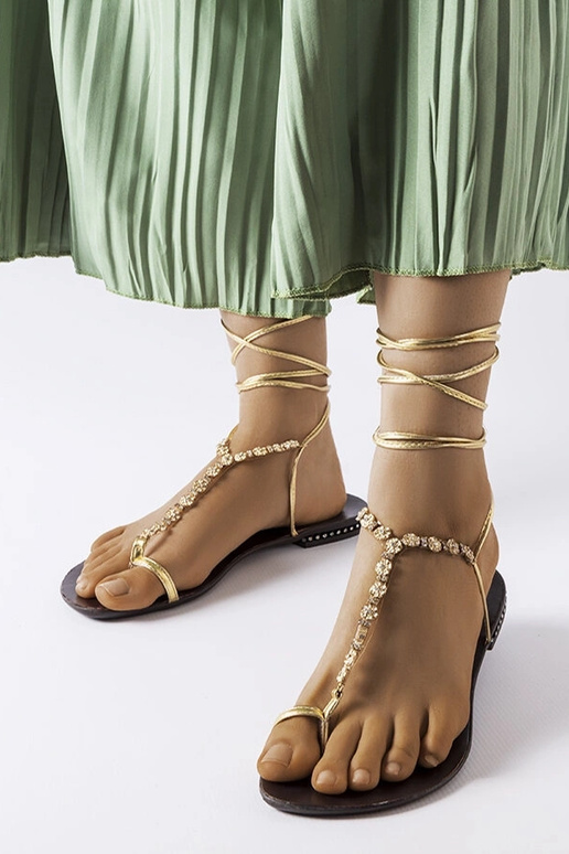 Sandalias Troghi doradas con circonitas