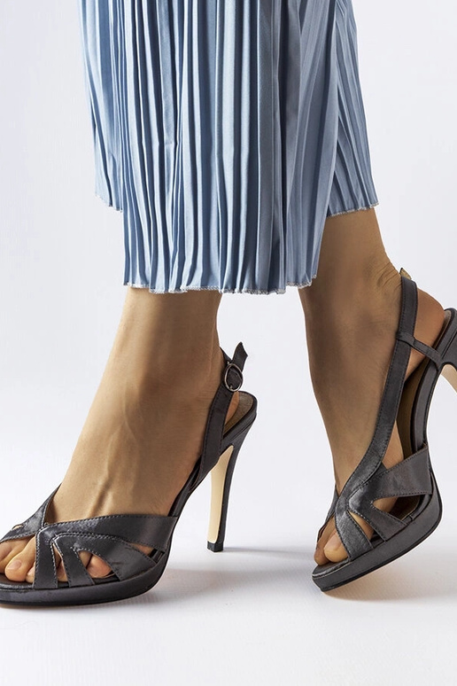 Sandalias de tacón alto de alpaca gris