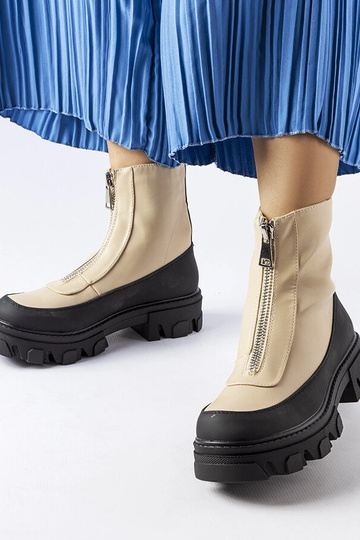Botines de mujer beige con suela gruesa y cremallera Morley 2
