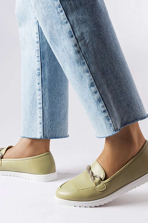 Mocasines verdes con circonitas Paola