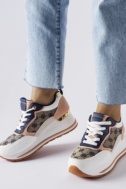 Zapatillas de cuña blancas y rosas Rouxi Zapatillas de cuña blancas y rosas Rouxi