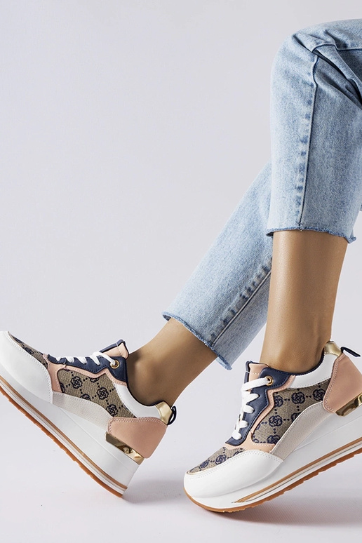 Zapatillas de cuña blancas y rosas Rouxi Zapatillas de cuña blancas y rosas Rouxi