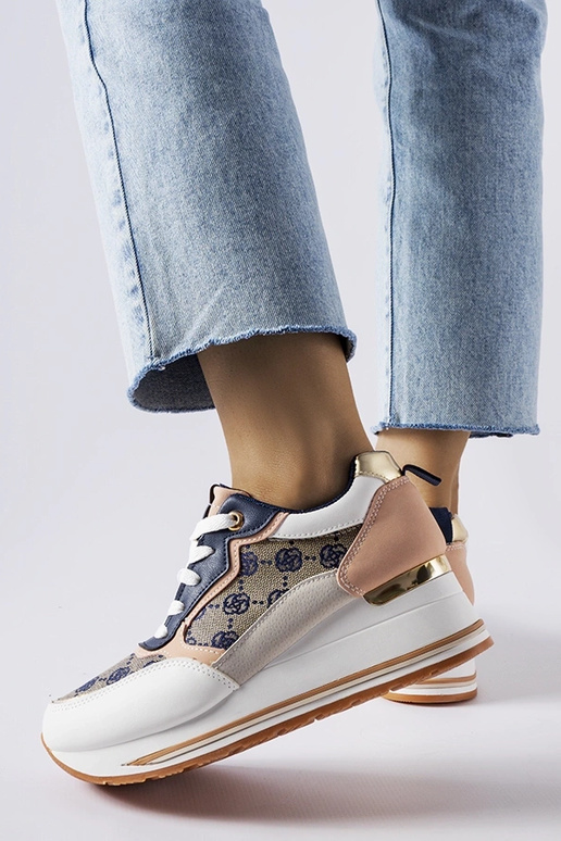 Zapatillas de cuña blancas y rosas Rouxi Zapatillas de cuña blancas y rosas Rouxi