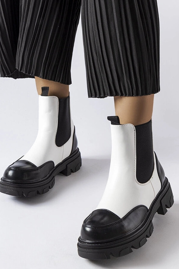 Botas sin cordones Albany en blanco y negro