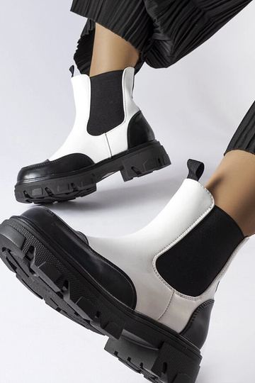 Botas sin cordones Albany en blanco y negro 2