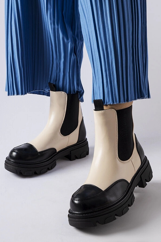 Botas negras y beige sin cordones Albany