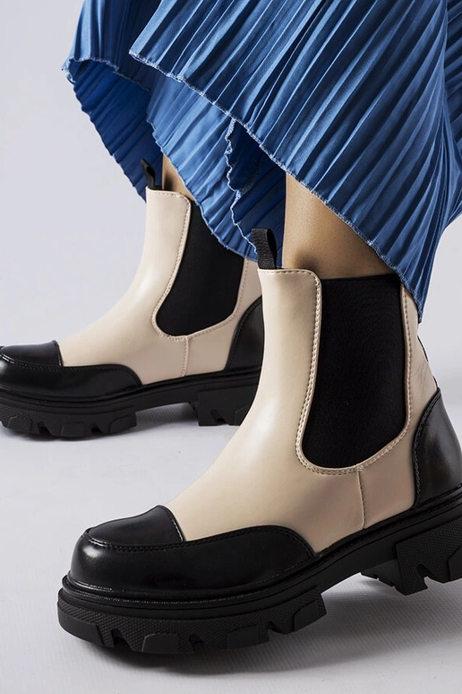 Botas negras y beige sin cordones Albany