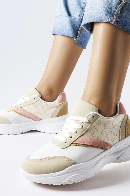 Zapatillas beige y blancas con...